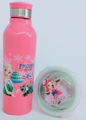 SJ Stores Waterbottle with snackbox 750 ml Bottle(Pack of 2, Pink, Steel)