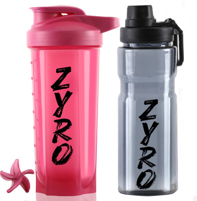 ZYRO 750 ml Plastic Shaker(Pack of 2, Black)