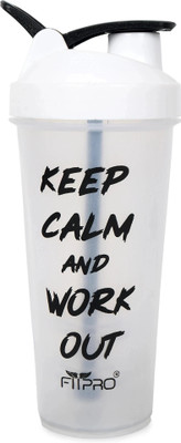 FitPro 700 ml Plastic Shaker(Pack of 1, White)