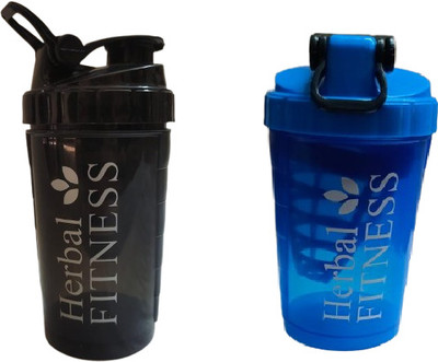 Herbal Nutrition Life 500 ml Plastic Shaker(Pack of 2, Blue, Black)