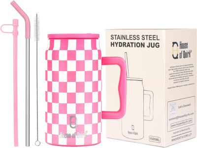 HOUSE OF QUIRK 1500 ml Steel Bottle(Pack of 1, Pink, White)