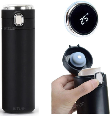 Iktu Vacuum Insulated Water Bottle LED Temperature Display S304 Stainless Steel Flask 420 ml Flask(Pack of 1, Black, Steel)