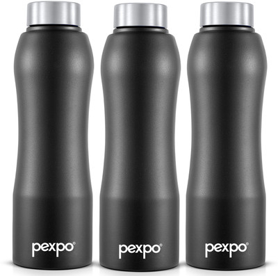 pexpo 1000 ml Steel Bottle(Pack of 3, Black)