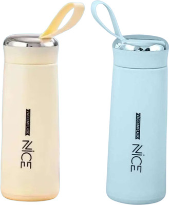 aliqsha 400 ml Glass Bottle(Pack of 2, Blue, White)