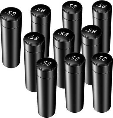 DPM LED temperature water bottle display I LED indicator water bottle hot & cool 500 ml Bottle(Pack of 10, Black, Steel)