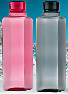 Glamezone Plastic Water Bottle Set Of 2 1000 ml Bottle(Pack of 2, Multicolor, Plastic)