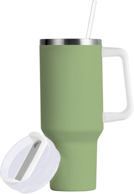 ADC ENTERPRISES Stylish Green Stainless Steel Insulated Tumbler with Handle and Straw Stainless Steel Coffee Mug(1200 ml)