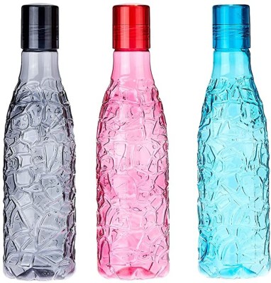 Gurgan Enterprise Textured Plastic Water Bottles, Set of 3, Multicolour, 1L Each 400 ml Bottle(Pack of 3, Multicolor, Plastic)