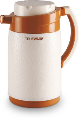 Trueware Shopia Inner Steel Outer Plastic Thermoware Serving Flask 750 ml Flask(Pack of 1, White, Orange, Plastic, Steel)