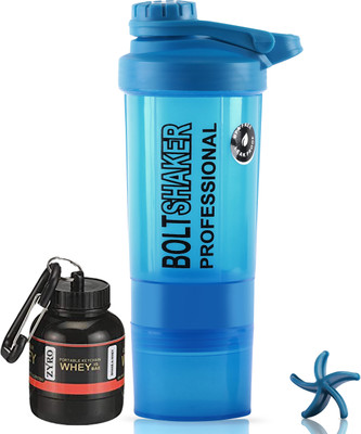 ZYRO 600 ml Plastic Shaker(Pack of 2, Blue)