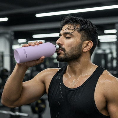 THE COZY STORE 500 ml Plastic, Stainless Steel Bottle(Pack of 1, Purple)