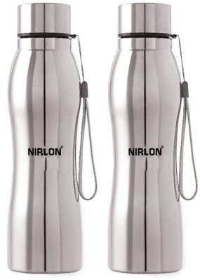 NIRLON Aqua Stainless Steel Fridge Water Bottle 1000 ml Bottle(Pack of 2, Silver, Steel)