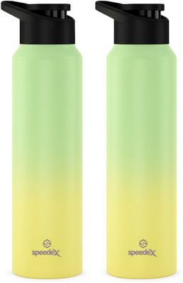 SPEEDEX 1000 ml Steel Bottle(Pack of 2, Yellow, Green)
