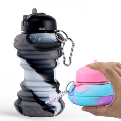 HOMESTIC by Kuber Industries 600 ml Silicone Bottle(Pack of 2, Black, Pink)