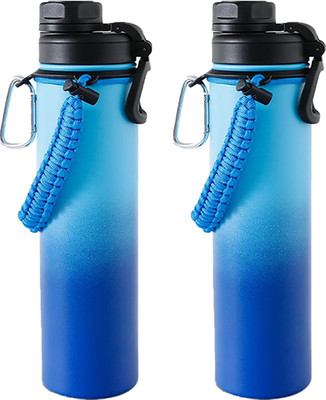KUBER INDUSTRIES 720 ml Steel Bottle(Pack of 2, Blue)