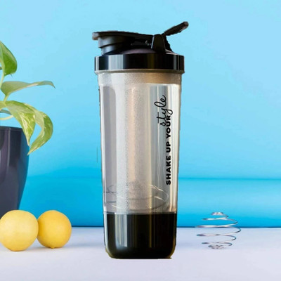 PIVA Multipurpose PRO SHAKER bottle with stainless steel blender ball. 600 ml Shaker(Pack of 1, Black, Plastic)