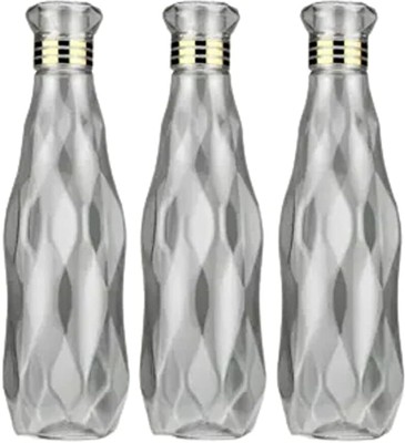 Paresh Enterprise Leak Proof Crystal Shape white Designer Water Bottle 1 Ltr Set of 3 Bottles 1000 ml Bottle(Pack of 3, White, Plastic)