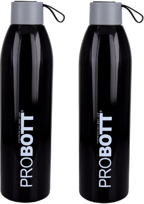 PROBOTT Thermosteel Vacuum Flask Hot & Cold Sports Bottle Each 500ml - Black (Pack of 2) 500 ml Flask(Pack of 2, Black, Steel)