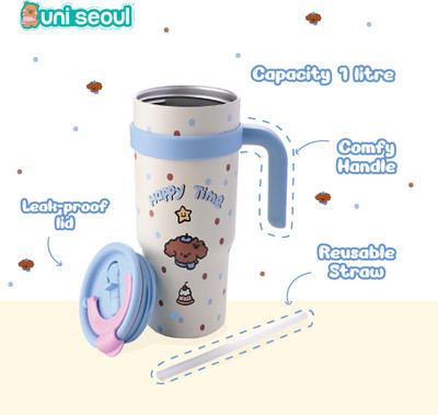 Uni Seoul 700 ml Steel Sipper(Pack of 1, Blue)