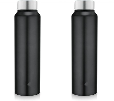 Daraz 1000 ML Water Bottle for Fridge/School/Outdoor(Black Colour, Set of 2, 1 Litre) 1000 ml Bottle(Pack of 2, Black, Steel)