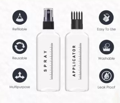 EverGlam 200 ml Plastic Spray Bottle(Pack of 2, Clear, Black)