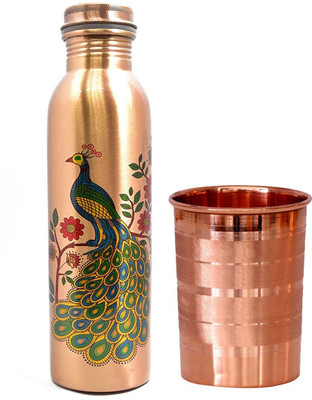 vedanshstore 1000 ml Copper Bottle With Drinking Glass(Pack of 1, Copper)