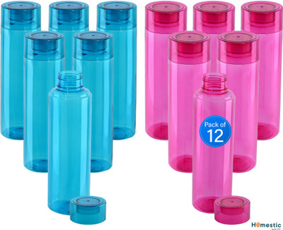 HOMESTIC 1000 ml Plastic Bottle(Pack of 12, Blue, Red)