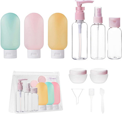 maycreate 11pcs Set Leak Proof Squeeze Bottle for Travel Travel Pouch Kit Travel Toiletry Kit(Multicolor)