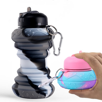 Heart Home 600 ml Silicone Bottle(Pack of 2, Black, Pink)