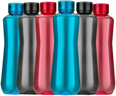 Sentricus H2O Round Plastic Cap Multicolor 6 Pcs Fridge Water Bottle ( Set Of 6 ) 1000 ml Bottle(Pack of 6, Multicolor, Plastic)