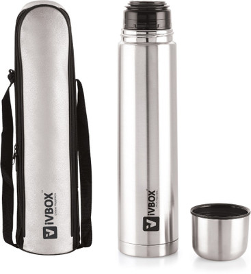 iVBOX Twistor-AE Thermos Steel Flip Lid Flask Hot & Cold With Cover Pouch 1000 ml Flask(Pack of 1, Silver, Steel)