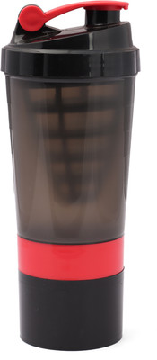 Fusionflask 500 ml Plastic Shaker(Pack of 1, Black)