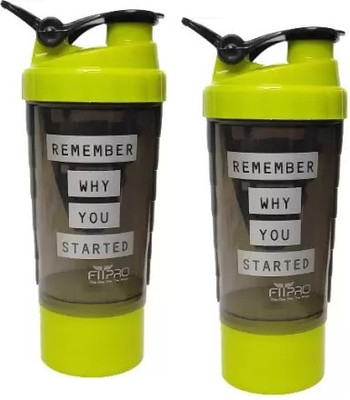 FitPro 500 ml Plastic Shaker(Pack of 2, Multicolor)