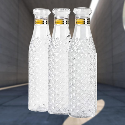 PALSHIV 1000 ml Plastic Bottle With Drinking Glass(Pack of 3, Multicolor)