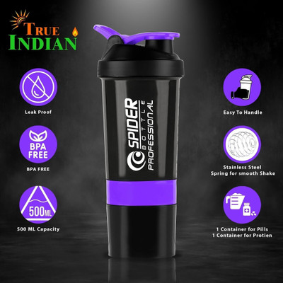 TRUE INDIAN 500 ml Plastic Shaker(Pack of 1, Purple)