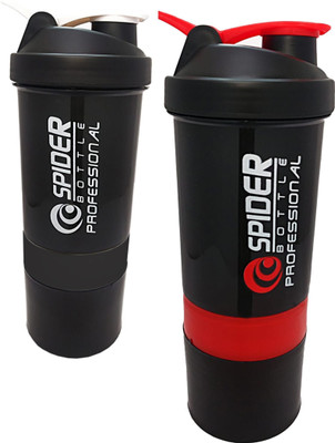 TRUE INDIAN 500 ml Plastic Shaker(Pack of 2, Black)