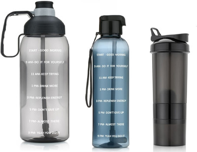 ALTOSA AMAZING BOTTLE COMBO WITH 3 DIFFERENT SIZE AND STYLE USE AT HOME OFFICE GYM 2000 ml Bottle(Pack of 3, Black, Plastic)