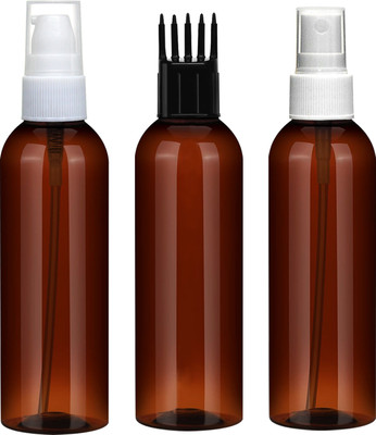nsb herbals 100 ml PET, Plastic Spray Bottle(Pack of 3, Brown, Black, White)