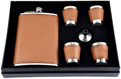 Jiyan Enterprise Matte Black 8oz Flask Set w/ Funnel & 2 Shot Glasses – Travel, Camping, Gift Stainless Steel Hip Flask(210 ml)