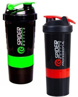 G And Sons 500 ml Plastic Shaker(Pack of 2, Green, Red, Black)