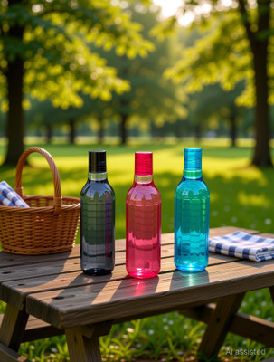 OMORTEX Pack of 3 Perfect bottle for hydrated at school,college,work,gym & outdoor adventures 1000 ml Bottle Plastic