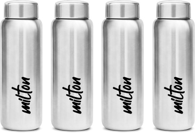 MILTON Aqua 750 Stainless Steel Water Bottle, Set of 4, 750 ml Each, Silver 750 ml Bottle(Pack of 4, Silver, Steel)