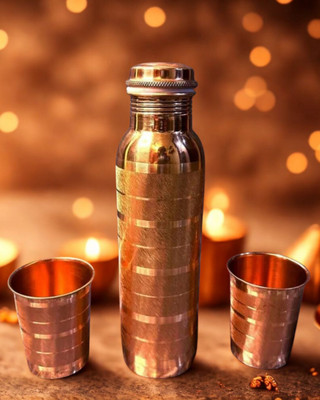 Tanmon Retail 930 ml Copper Bottle With Drinking Glass(Pack of 3, Copper)