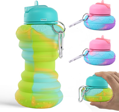 HOMESTIC by Kuber Industries 600 ml Silicone Bottle(Pack of 4, Green, Pink)