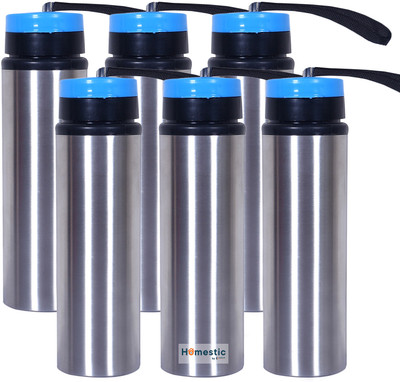 HOMESTIC by Kuber Industries 750 ml Steel Bottle(Pack of 6, Silver)