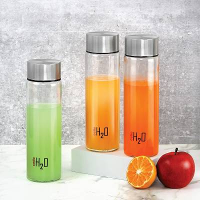 Buy Cello H2O Glass Fridge Water Bottle - Black Online at Best