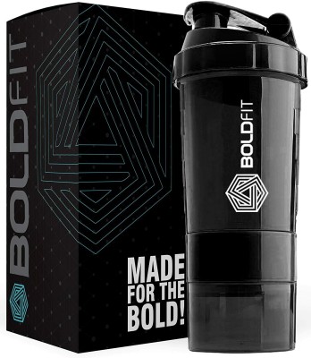 BOLDFIT Spider gym bottle for protein shake with 2 Storage Compartment 500 ml Shaker(Pack of 1, Black, Plastic)