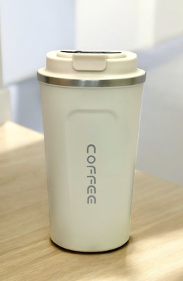THE COZY STORE Smart Temperature Display Travel Mug Touch Temp Display Office, Gym, Travel Use 510 ml Flask(Pack of 1, Off White, Plastic)