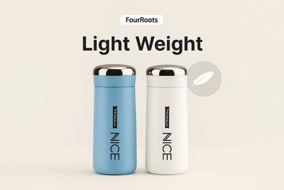 Four roots 400 ml Glass Flask(Pack of 2, Light Blue, White)
