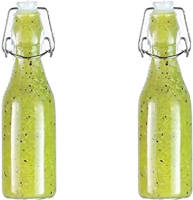 DORMICO Clip Top Preserve Bottles Clear Glass Bottles with Airtight Stoppers 250 ml Bottle(Pack of 2, Clear, Glass)